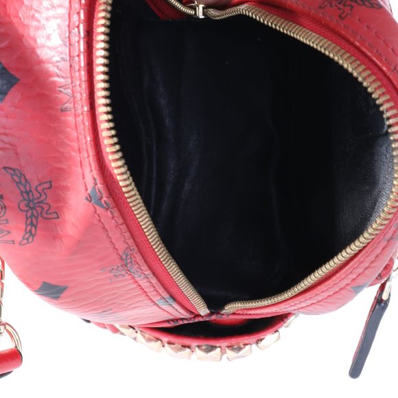 MCM Red Visetos Coated Canvas Stark Bebe Boo Backpack - Picture 7 of 8